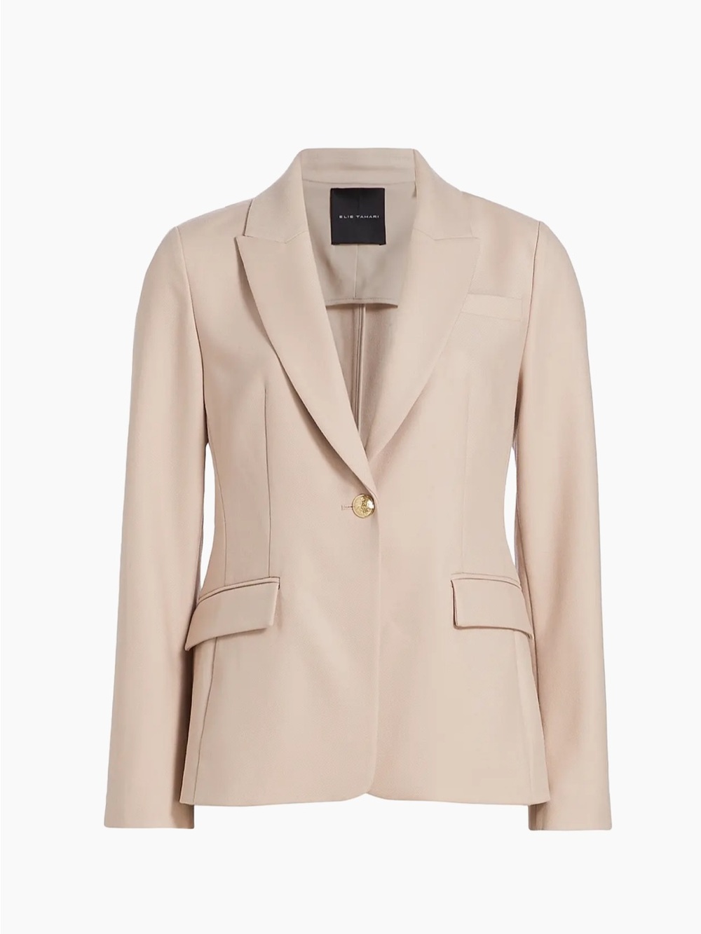 Elie Tahari blazer taupe pink neutral Single-Button Wool Size 10